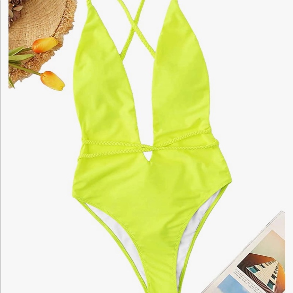 Bathing suit - one piece neon yellow